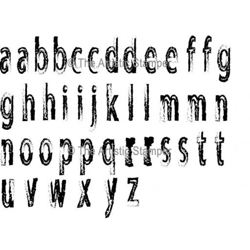 Decay Alphabet lower case size A5 (cut out and mounted on cling cushioning)