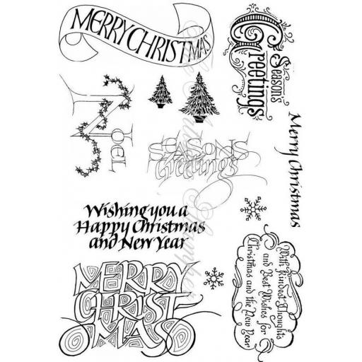 Christmas Greetings # 1 A5 (cut out and mounted on cling cushioning)