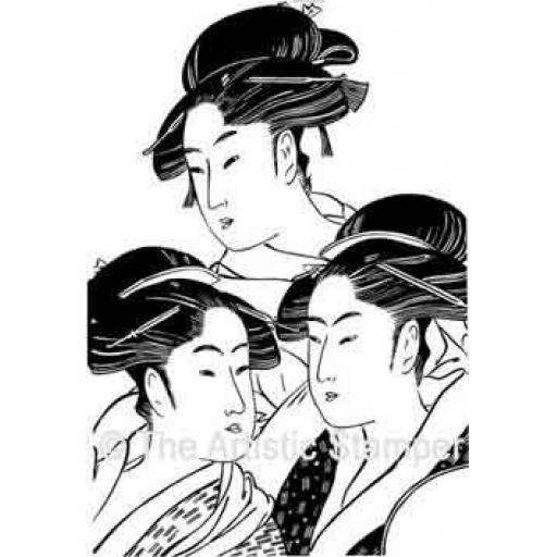 3 Oriental Ladies (cut out and mounted on cling cushioning)