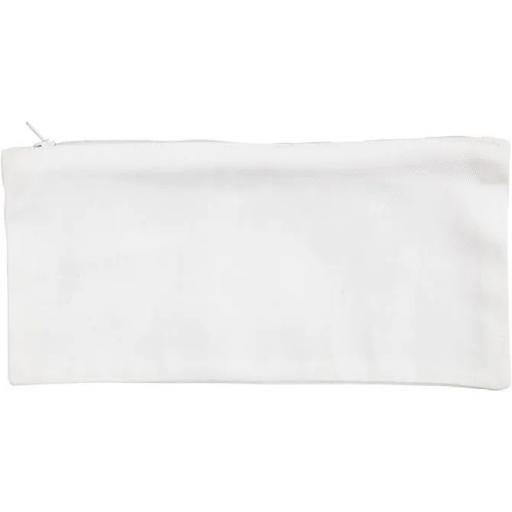 White Cotton Pencil Case, size 11x23 cm