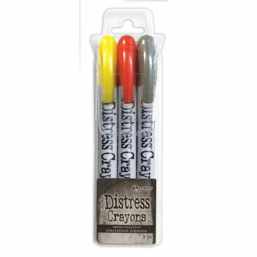 Ranger-Tim Holtz Distress® Halloween Pearlescent Crayon Set #3 - TSHK81111 (Includes Harvest Moon, Burning Ember and Iron Gate)