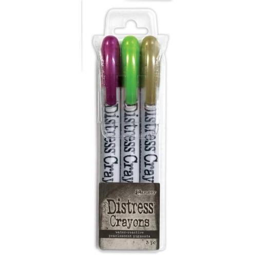 Ranger - Tim Holtz Distress® Halloween Pearlescent Crayon Set #4 (Includes Fortune Teller, Wicked Elixir & Decayed)- TSHK81128