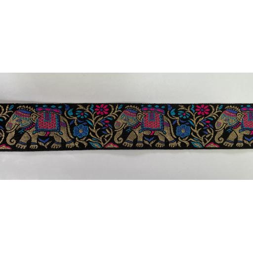 Elephant embroidered Ribbon x 1/2 metre