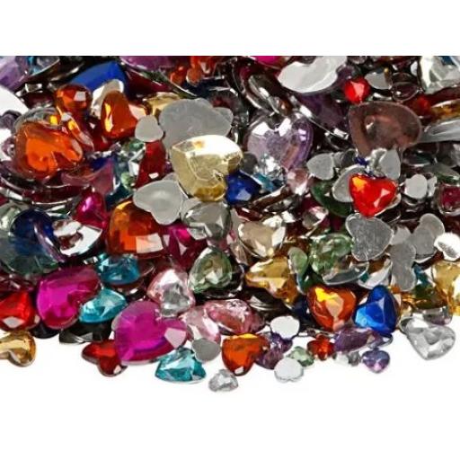 Rhinestones, Hearts D 6+10+14 mm, assorted colours approx 20g 1 pack {52233}