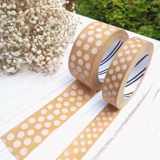 Cascayde - 50m Paper Tape - White Polka Dot (24mm wide)