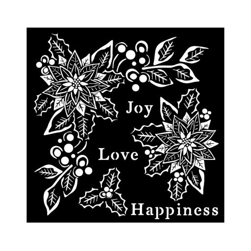 Stamperia 18 x18cm Thick Stencil  Christmas Joy Love Happiness (KSTDQ89)