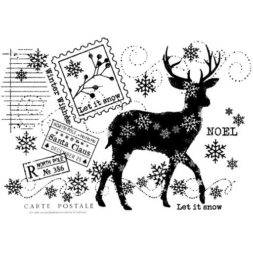 Woodware Clear Singles Winter Reindeer 4 in x 6 in Stamp Set