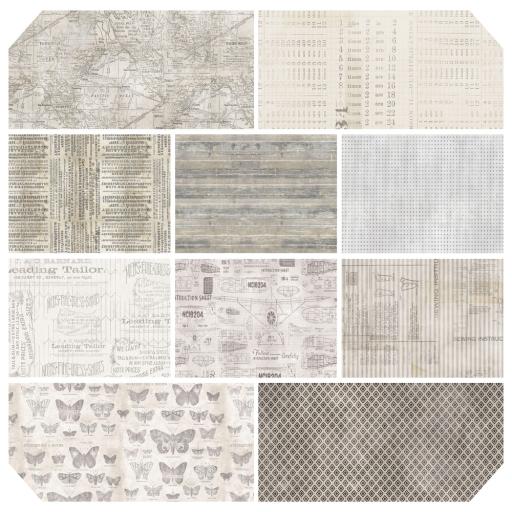 Tim Holtz ®-  FB8FQTH.MONOCHROME Fat Quarter Bundle (includes 10 pieces)