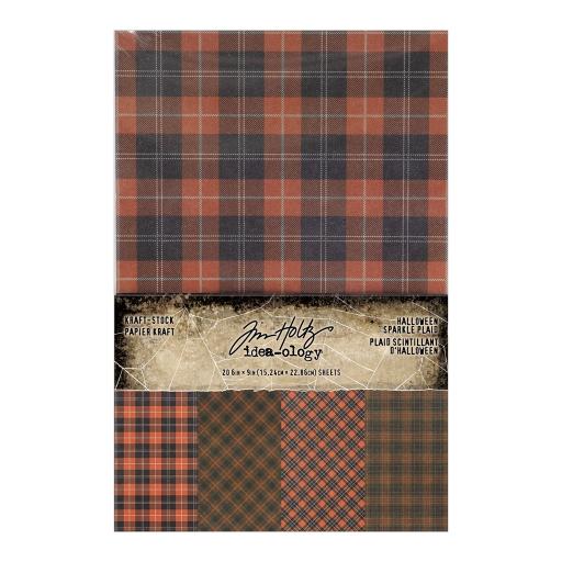 Tim Holtz ® Idea-ology Halloween 2024  Kraft-stock Sparkle Plaid (TH94398)