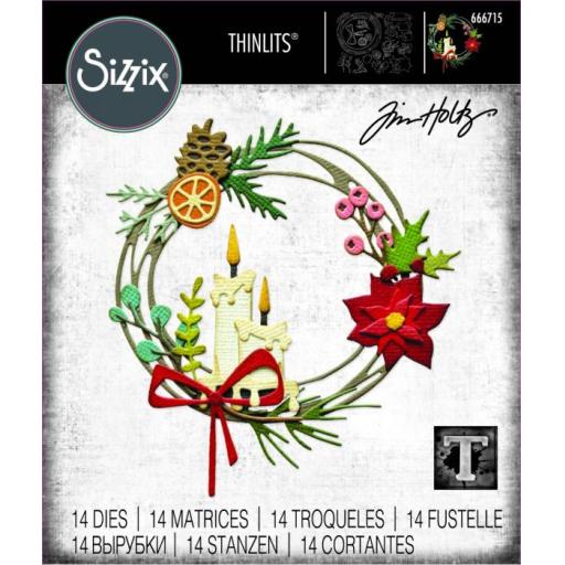 Sizzix Thinlits Die Set 14PK - Vault Festive Wreath by Tim Holtz