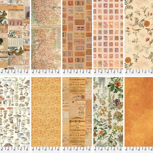 Tim Holtz Palette Orange -10 x 1/2 metre of each Orange Fabric ( Full Set)