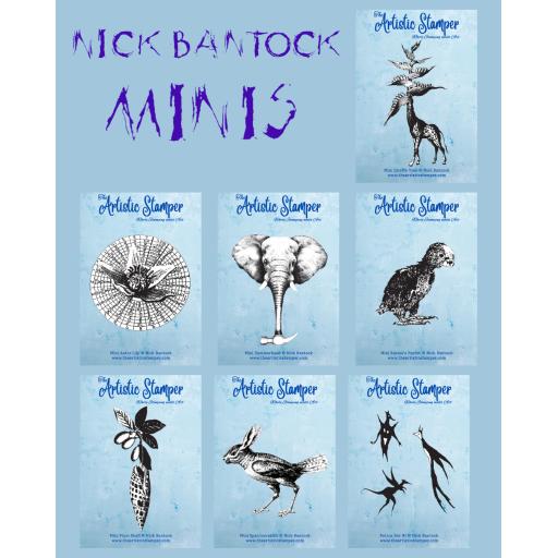 Minis Collection (July 2025) inc. 7 stamps © Nick Bantock (size A7 cut out & mounted on cling cushioning)