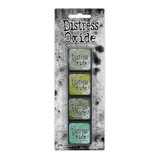 Tim Holtz Distress® Mini Oxide Ink Pads Kit #3 -(Bundled Sage, Crushed Olive, Peeled Paint, Cracked Pistachio)