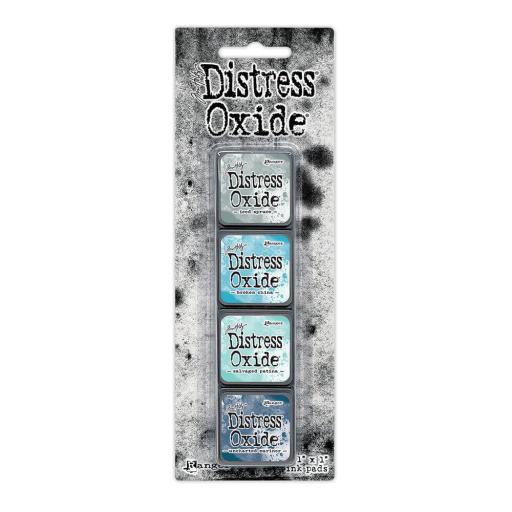 Tim Holtz Distress® Mini Oxide Ink Pads Kit #16-(Iced Spruce/Broken China/Salvaged Patina/Uncharted Mariner)