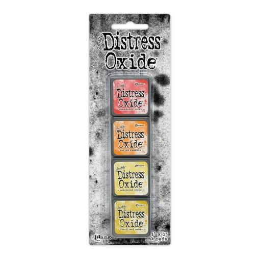 Tim Holtz Distress® Mini Oxide Ink Pads Kit #14-( Abandoned Coral/Carved Pumpkin/ Scattered Straw/Fossilized Amber)