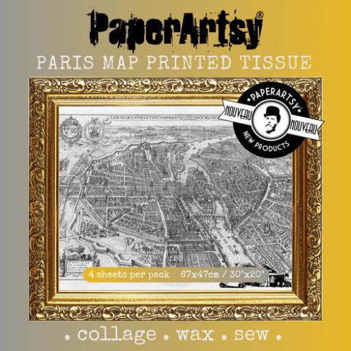 PaperArtsy - Printed Tissue - Paris Map