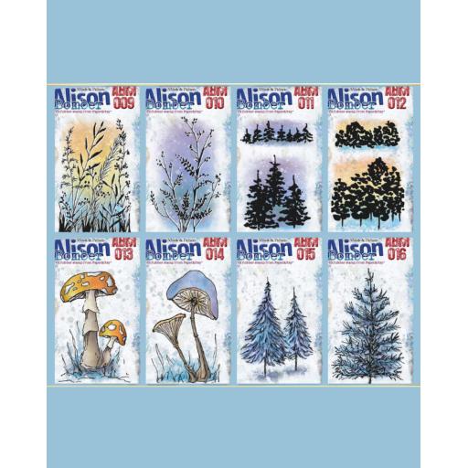 PaperArtsy - Full Set of Alsion Bomber MIni Stamps x 8